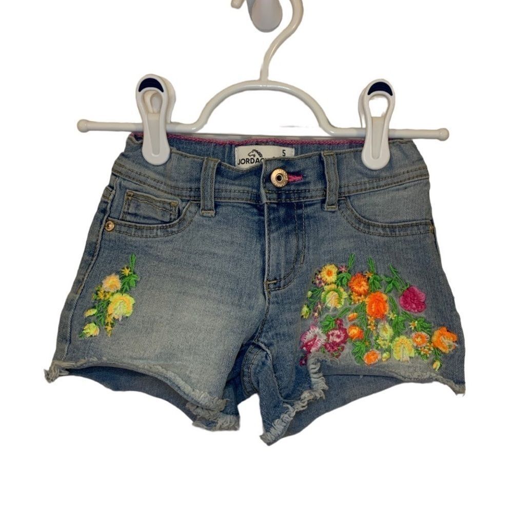 Jordache Size 5 Girls‎ Blue Denim Embroidered Shorts